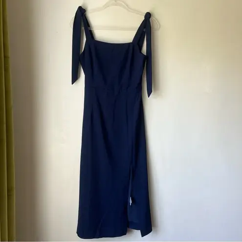 Petal and Pup  Laurel Navy Blue Tie Shoulder Side Slit Midi Dress 4