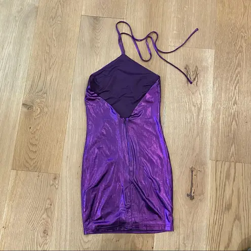 superdown Revolve -  Amanda Halter Mini Dress in Purple Metallic