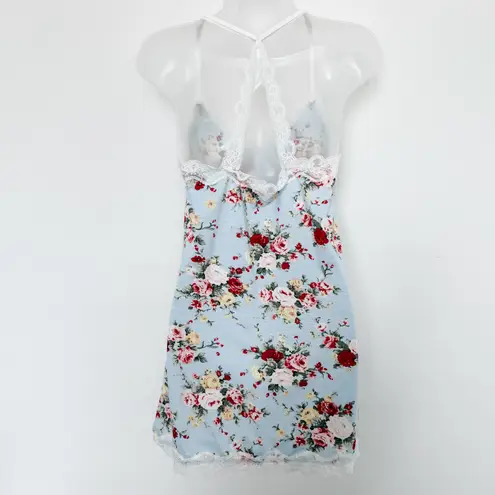 Avidlove Lingerie Babydoll Cami Dress Floral Lace Blue Size M Romantic Cottage Size M