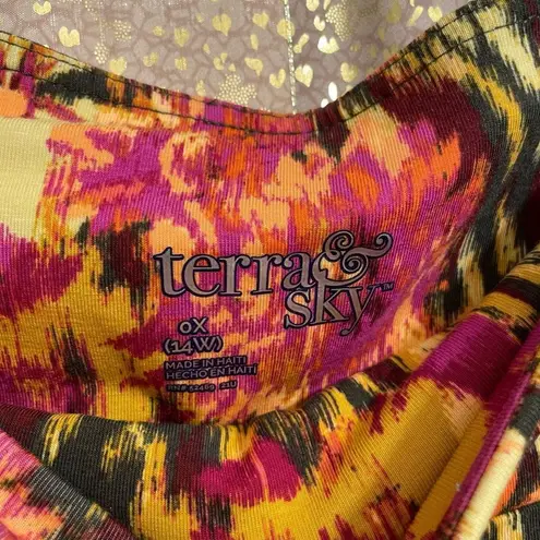 Terra & Sky Floral Pink Green High Rise Leggings Plus 0x 14W NWT