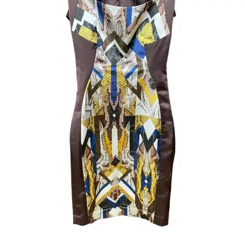 Just Cavalli Brown Python Snake Print Bodycon Sheath Dress Size 36 / US 0