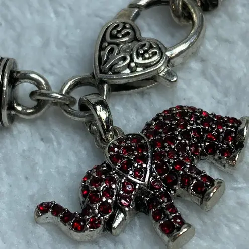 Silver Color Bracelet Elephant Charm Red Rhinestone Alabama Crimson Tide Fan