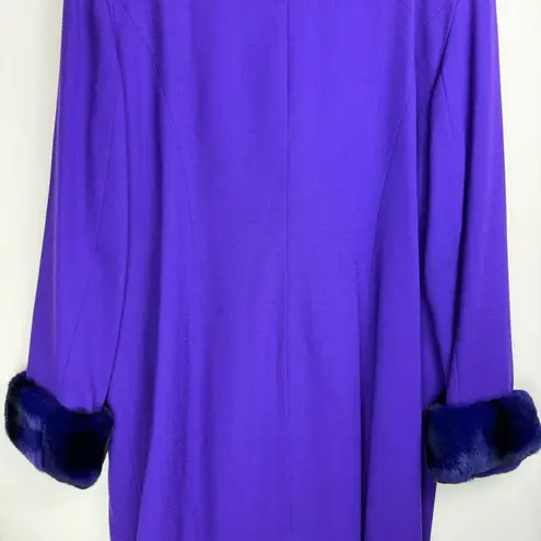 Vintage Lily & Taylor Couture Womens Wool Fox Fur Trim Jacket Coat Sz 18 Purple