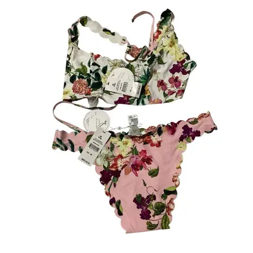 PilyQ New. PQ reversible floral teeny bikini. L-top/M-bottom. Retails $172