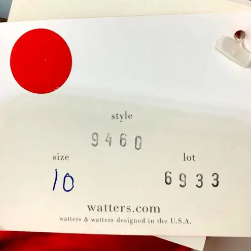 Watters & Watters Red Silk Midi Bridesmaid Dress 10 Strapless/Convertible Pleat