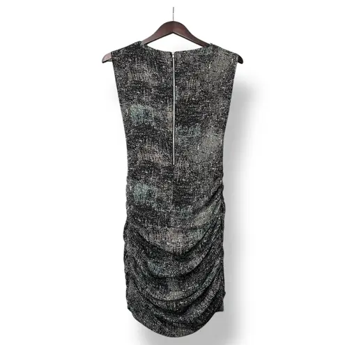 IRO Women Heidi Drape Ruched Metallic Print Dress US Size S Glam Night Out