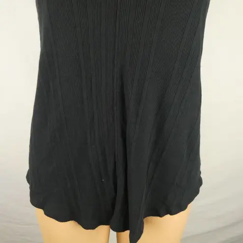 Free People We the  Faye Ribbed Keyhole Blouse Tank Top Shirt Black Sleeveless XS