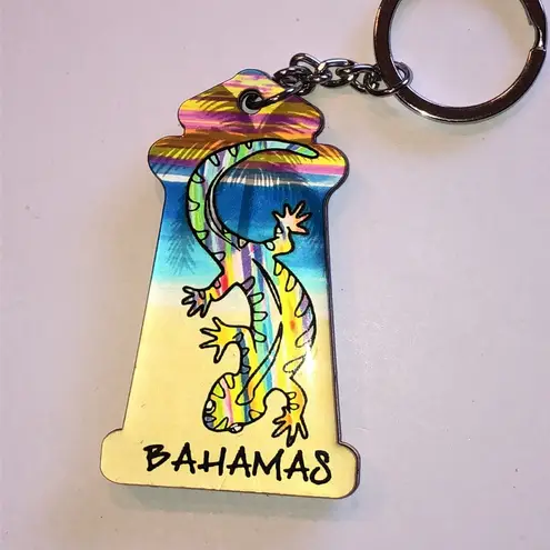 Colorful Bahamas Lizard Boho Keychain Blue