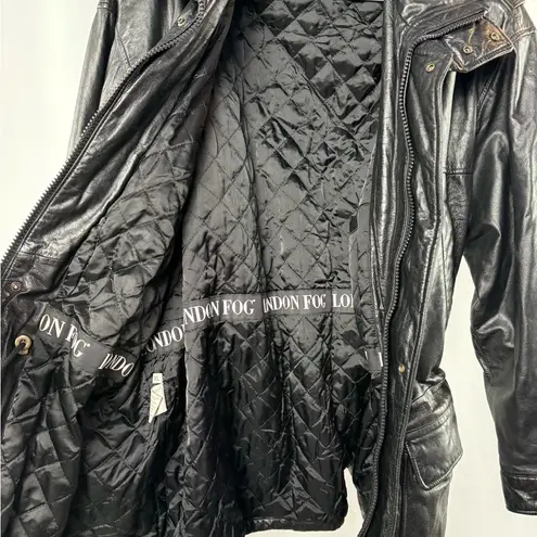 London Fog Vintage Leather Cinched Waist Coat in Black Size Extra Large