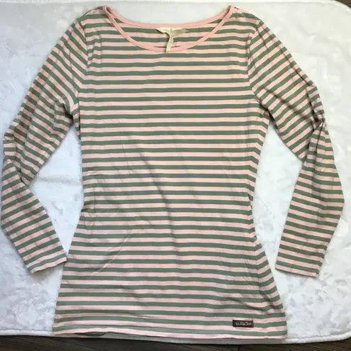 Matilda Jane  Off The‎ Grid Long Sleeve Tunic Top Pink Green Stripes Women's M