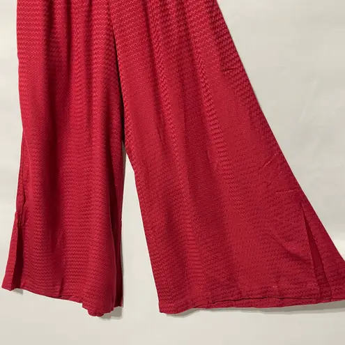 Band Of The Free New Smocked Waist Wide Leg Cropped Pants Red Chevron Size Small