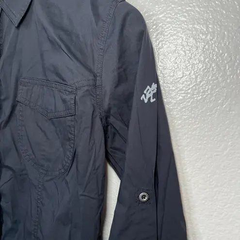 Gramicci Black Button-Up Womans Side Ruching Long Sleeves Top S