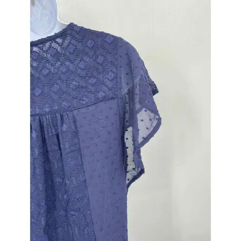 Daniel Rainn Dress Womens XS Purple Crochet Textured Flutter Sleeve Lined