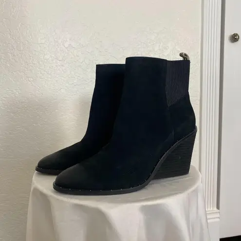 DR SCHOLLS ORIGINAL COLLECTION Black Be Free Almond Wedge Booties Boots 10