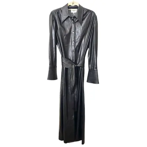NANUSHKA Vegan Leather Tie Front Maxi Dress Black Sz Small