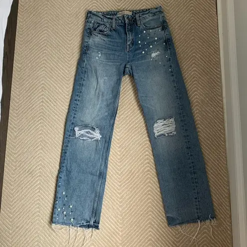 ZARA Ripped Jeans with Pearl Detailing