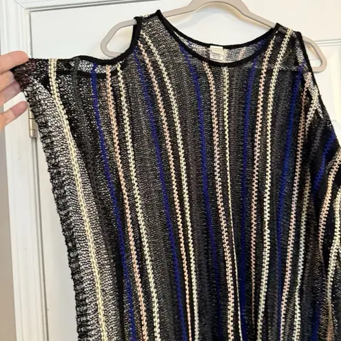 L Space Nightfall Swim Cover Up One Size Open Shoulder Beach Sweater Fringe Boho Black