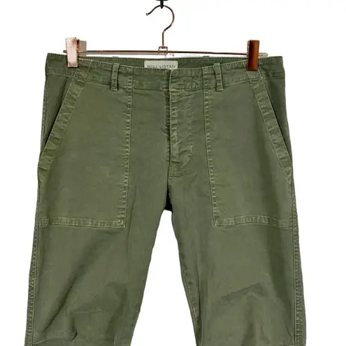 Nili Lotan Cropped French Military Pant In Camo Army Green