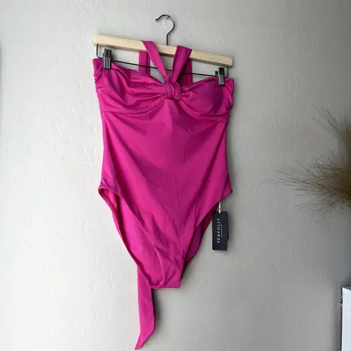 Seafolly NEW Collective Hot Pink Halter Bandeau One Piece Swimsuit Size 10 - Image 3