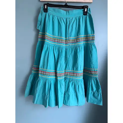 Vintage Turqouis Colorful Stitch Women's Skirt Green