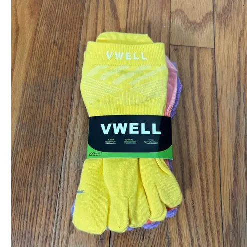 VWELL Five Toe Socks Unisex Blister Prevention Running Yellow Purple Pink M NWT