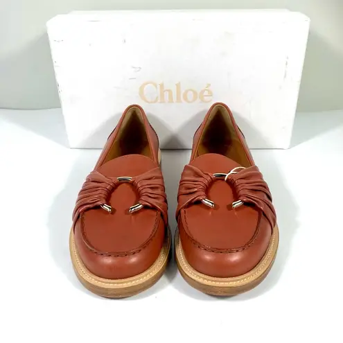 Chloé Chloe C Flat Loafers Terracotta Red Size 39 NEW