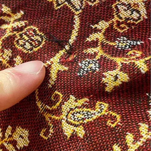 Red Gold Floral Indian Pashmina Shawl Wrap Scarf Fringe Tassel Womens One Size