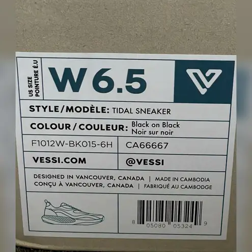 Vessi Women’s Tidal Sneaker Black Color Size