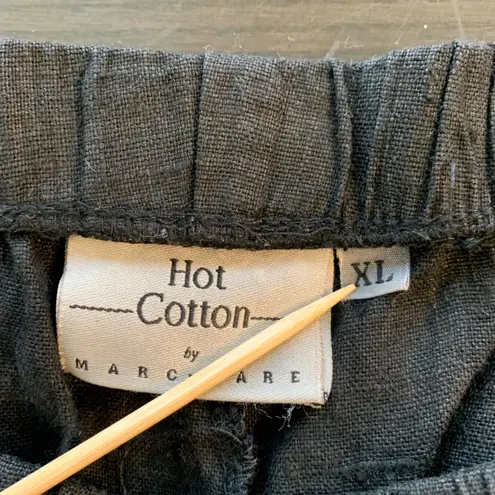 Hot Cotton Lagenlook Black 100% Linen Elastic Waist Pull On Pants Women's XL