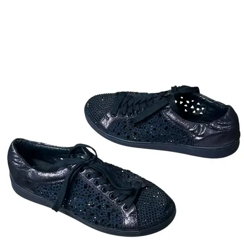 Lady Couture Paris Sneakers 9.5 Blue Cut Out Rhinestone Sparkle Low Top Shoes