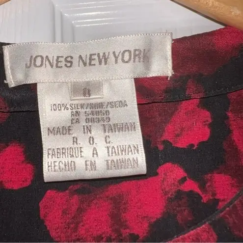 Jones New York  Floral Long Sleeve Silk Blouse. Size 8