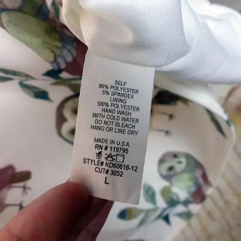 The Moon Owl All Over Print Dress Womens L Off White Short Sleeves Mod Kidcore