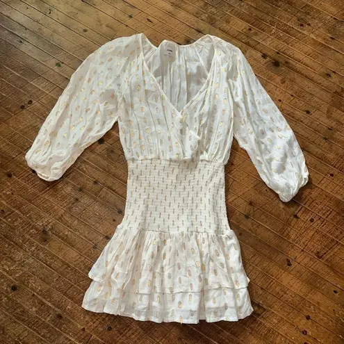 Suboo Australian Shirred Mae tiered metallic mini dress White Size M