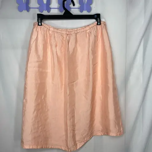 EUC women’s orange peach elastic waist silky smooth skirt summer lightweight S