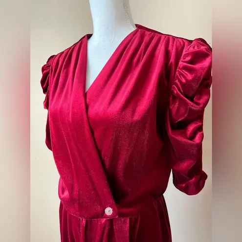 BENSON E SMITH | Vintage Red Velour Jumpsuit Sz L Size L