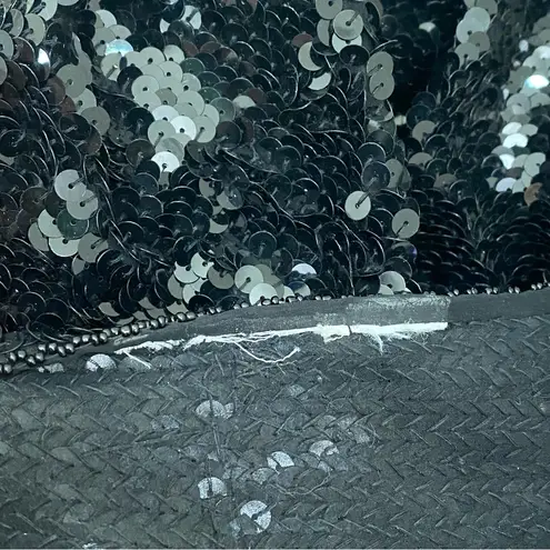 Vintage Fully Sequinned & Beaded Wild Cat Leopard Dolman Sleeve Silk Top Size S Black