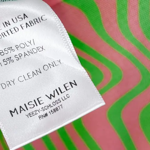 NEW Maisie Wilen Mesh Slip Mini Dress Chain Strap Pink Green Psychedelic Print