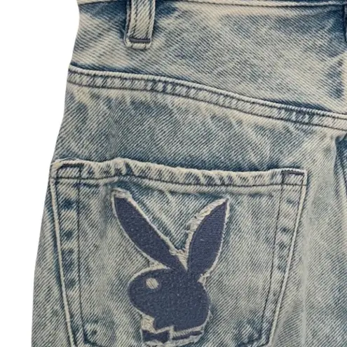 Playboy NWT  x PacSun Embroidered Bunny Flower Light Wash High Rise Jeans Sz 26