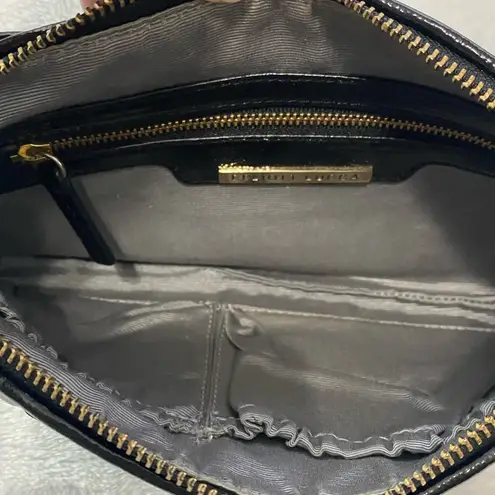 Elliott Luca Black Leather Textured Shoulder Bag with Glossy Finish