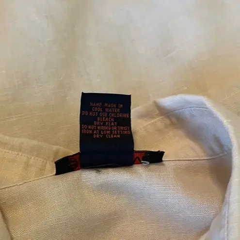 Barami Linen Cotton Women Top L Yellow Button Up Coastal Chic Office Travel Yellow Size L