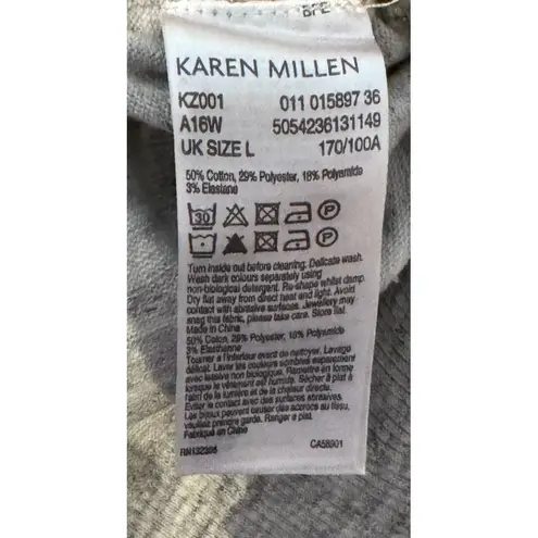 Karen Millen Women's Top Cold Shoulder Heather Crewneck Long Sleeve Gray Large