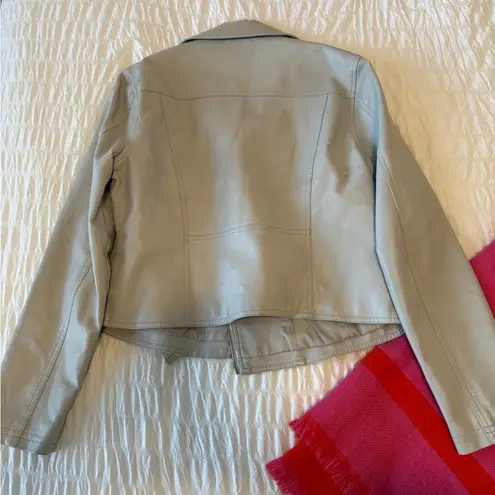 Light grey leather jacket Gray Size M