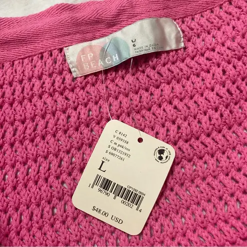 Free People NWT  Beach Brandi Crochet Sweater Skirt Size Large Pink