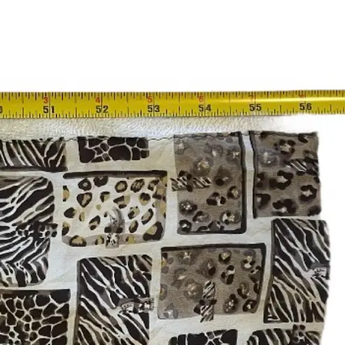 Vintage Casca Silk Scarf Animal Print Squares Oblong 13" X 56" Black