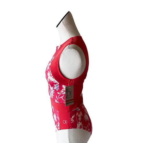 Ocean Pacific NWT ONE PIECE OPEN BACK SWIMSUIT FLORAL In Cinnamon