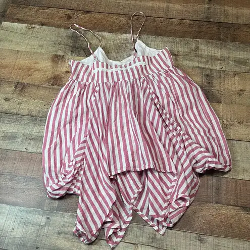 Olsenboye Wmns Red White Stripe 100% Cotton Flowy Boho Festival Tank Blouse Sz M