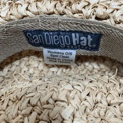 San Diego Womens Eco Friendly Straw Beach Hat Wide Brim Bow Tie OS Brown