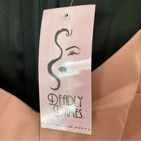 Deadly Dames Micheline Pin Up Wiggle Elegant Satin Dress NWTs Vixen Pink