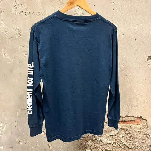 Element Skateboards Vintage Y2K Element For Life Logo Long Sleeve Navy Blue Skater T-Shirt Small S