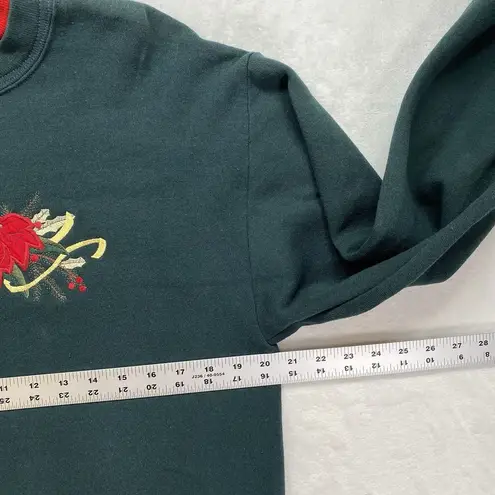 Top Stitch by Morning Sun Sweatshirt Womens M Green Pullover Christmas Cardinal Size M